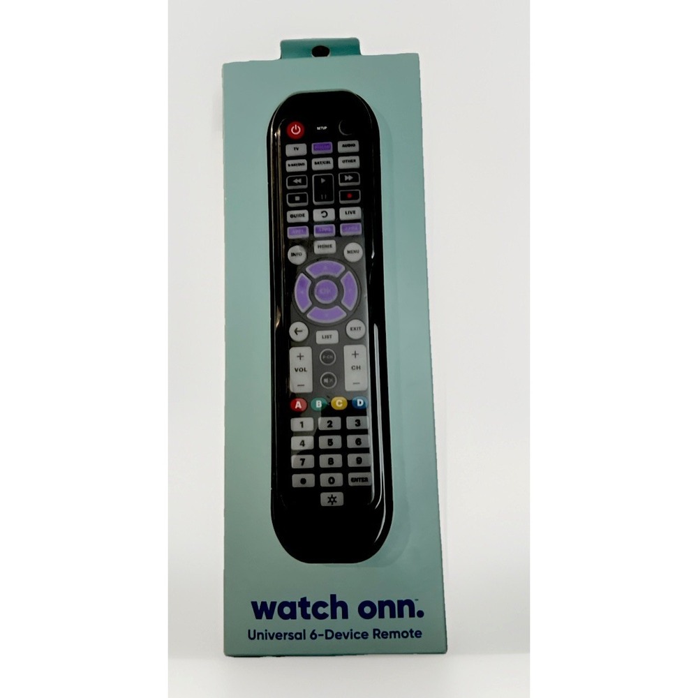 onn Universal 6-Device Remote Control‎ Backlit Buttons TV DVD Blu-ray Soundbar
